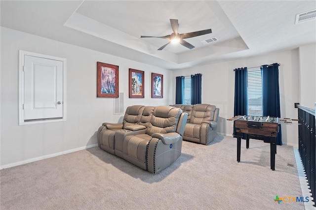 804 Blue Oak Blvd, San Marcos, TX 78666 - living room with a tray ceiling, carpet flooring, and baseboards