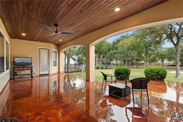 view of patio with ceiling fan