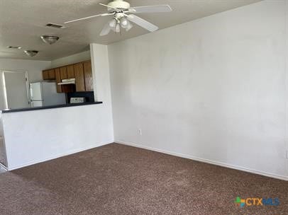 1200 Industrial Blvd, Killeen, TX 76549 - kitchen with dark countertops, carpet flooring, visible vents, and freestanding refrigerator