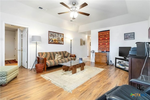 2039 Cornerstone Dr, New Braunfels, TX 78130 - living room featuring ceiling fan and light wood-style flooring