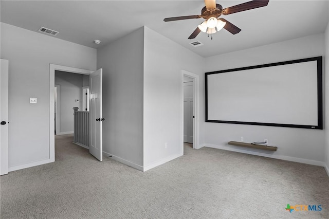 4430 Cedar Creek Rd, Temple, TX 76504 - carpeted home theater featuring a ceiling fan and baseboards