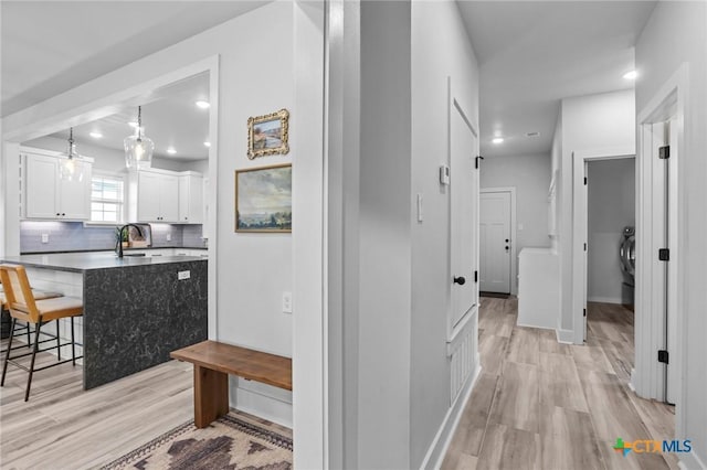 4430 Cedar Creek Rd, Temple, TX 76504 - corridor with light wood-type flooring and recessed lighting