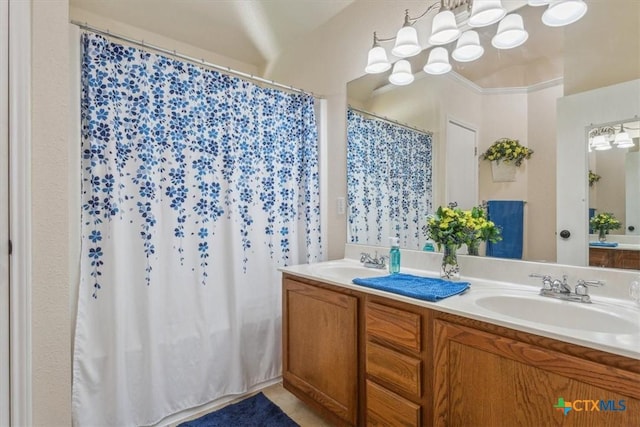 7204 Bluegrass Ct, Temple, TX 76502 - bathroom featuring double vanity and a shower with shower curtain