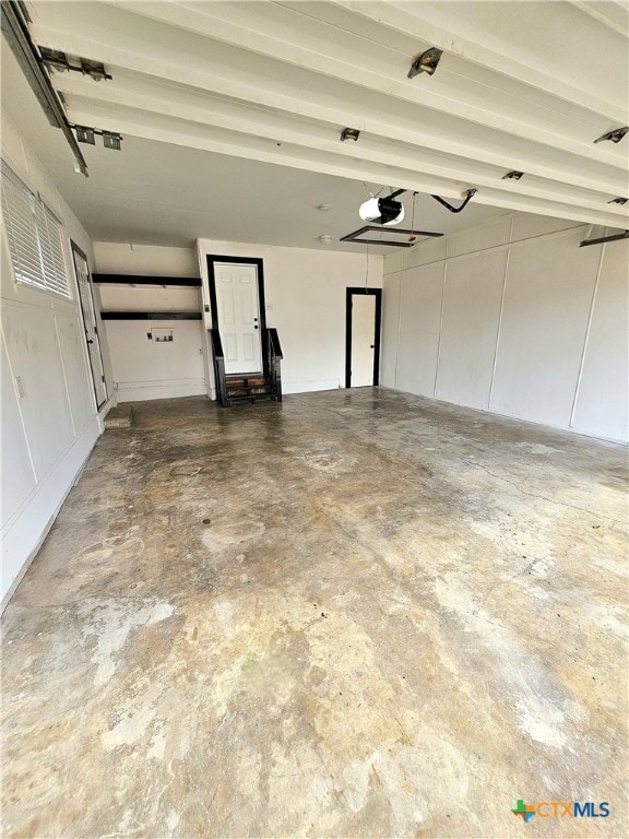 garage with a garage door opener