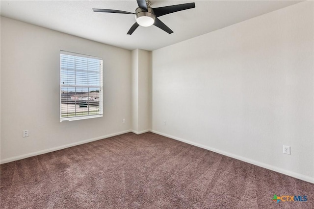 2204 Mikulec Dr, Killeen, TX 76542 - spare room featuring carpet flooring, a ceiling fan, and baseboards