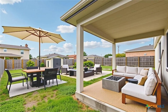 2204 Mikulec Dr, Killeen, TX 76542 - view of patio / terrace featuring an outdoor living space with a fire pit and outdoor dining area
