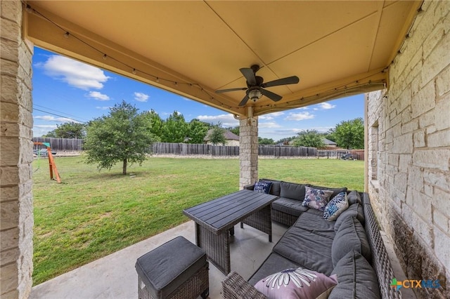 1901 Deer Field Way, Harker Heights, TX 76548 - fenced backyard with an outdoor living space and a patio area