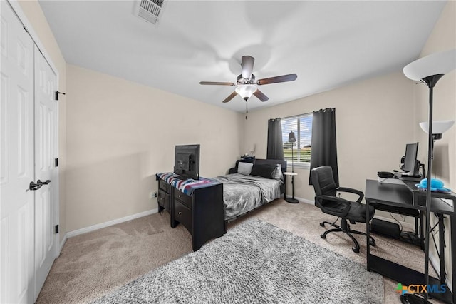 1901 Deer Field Way, Harker Heights, TX 76548 - carpeted bedroom with an office area, a ceiling fan, and a closet