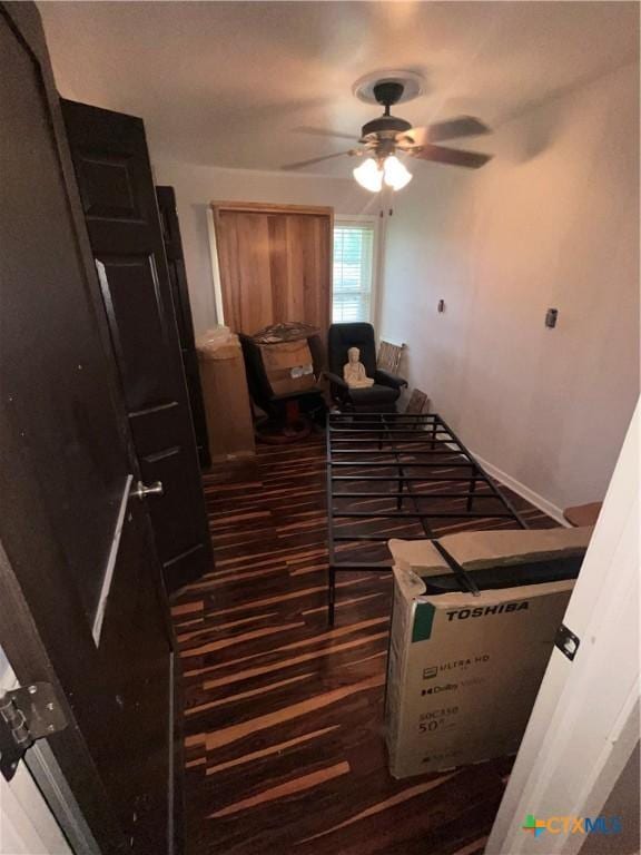 306 Angus St, Victoria, TX 77904 - stairs with wood finished floors and ceiling fan