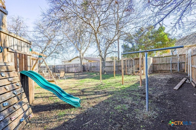 view of yard with a playground