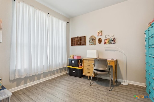 home office featuring wood-type flooring