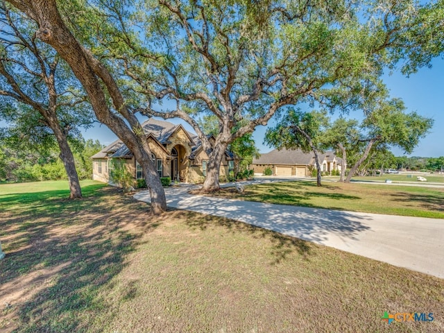 ranch-style home with a front yard