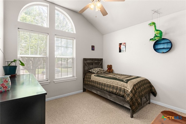 1809 Indian Camp Trl, Copperas Cove, TX 76522 - bedroom with lofted ceiling, light carpet, and a ceiling fan