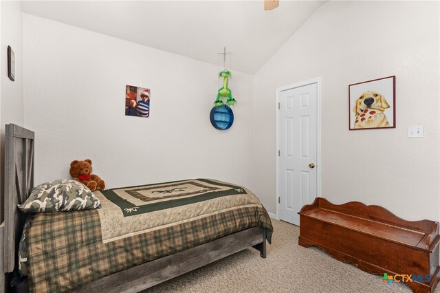 1809 Indian Camp Trl, Copperas Cove, TX 76522 - bedroom with lofted ceiling, carpet flooring, and ceiling fan
