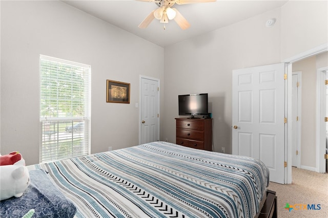 1809 Indian Camp Trl, Copperas Cove, TX 76522 - carpeted bedroom featuring high vaulted ceiling and a ceiling fan
