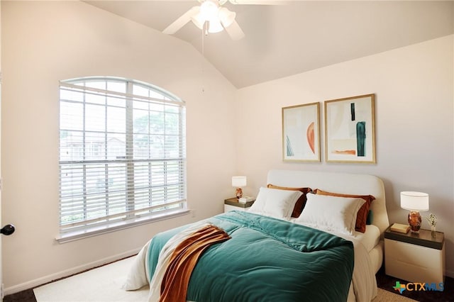 4902 Slate Ct, Killeen, TX 76542 - bedroom featuring lofted ceiling, a ceiling fan, and baseboards
