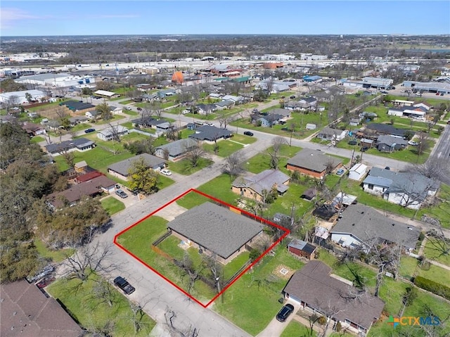 drone / aerial view with a residential view