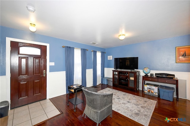 living room featuring hardwood / wood-style flooring