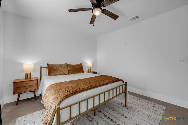 bedroom featuring ceiling fan