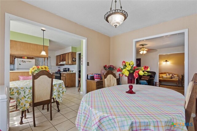 2080 Allison Rd, Martindale, TX 78655 - dining area with light tile patterned flooring and a ceiling fan