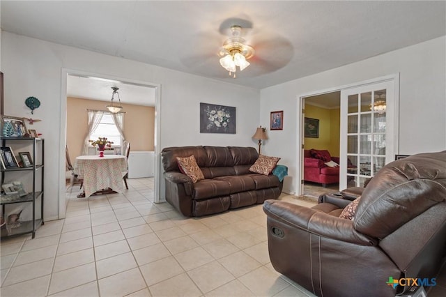 2080 Allison Rd, Martindale, TX 78655 - living room with light tile patterned floors and ceiling fan