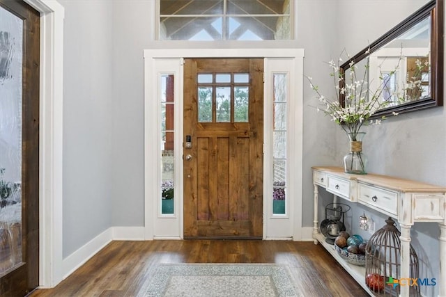 foyer featuring dark hardwood / wood-style floors