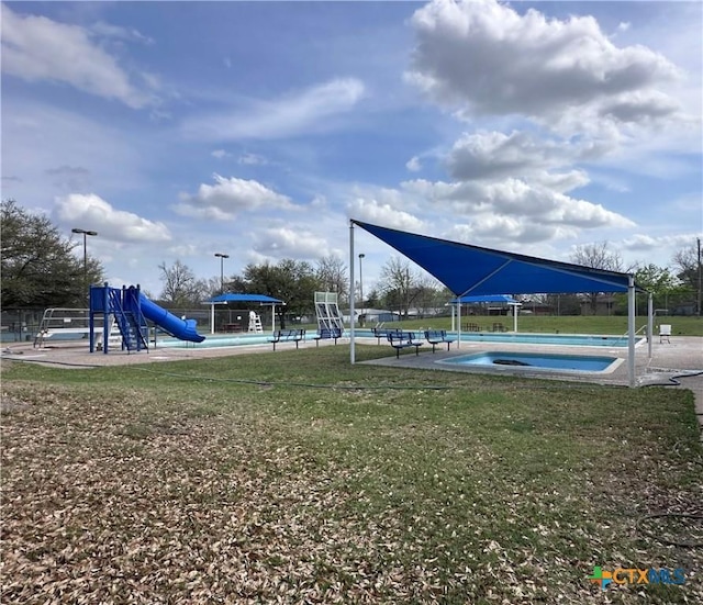communal playground with a yard