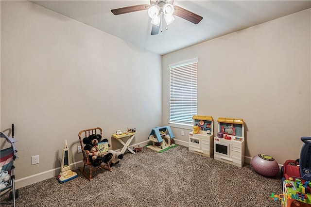 8508 Mount Nebo Cir, Belton, TX 76513 - playroom with carpet flooring, ceiling fan, and baseboards