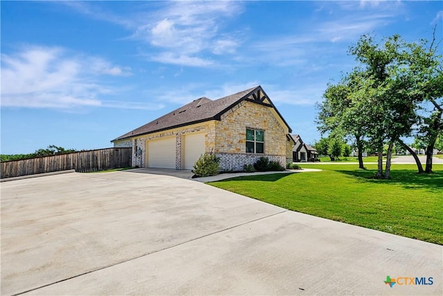 8508 Mount Nebo Cir, Belton, TX 76513 - view of side of home featuring stone siding, concrete driveway, and a garage