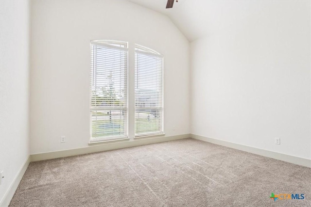 124 Cumberland Dr, Belton, TX 76513 - spare room with carpet flooring, baseboards, a ceiling fan, and lofted ceiling