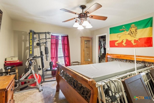 5407 Whistle Stop Dr, Temple, TX 76502 - carpeted bedroom featuring ceiling fan and a spacious closet