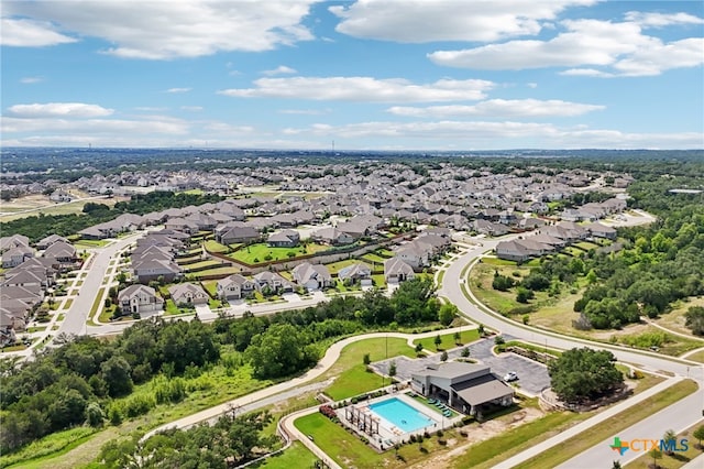 156 High Plains Dr, Georgetown, TX 78628 - aerial perspective of suburban area featuring a pool