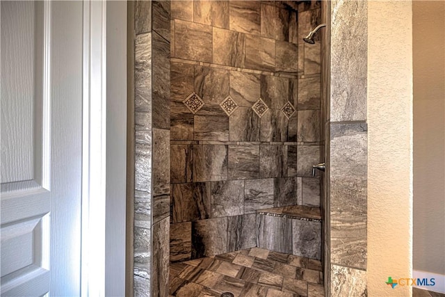 interior details featuring a shower