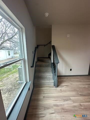 stairs with wood finished floors