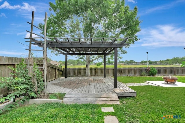 108 Bridle Ln, Victoria, TX 77904 - deck with a fire pit and a pergola