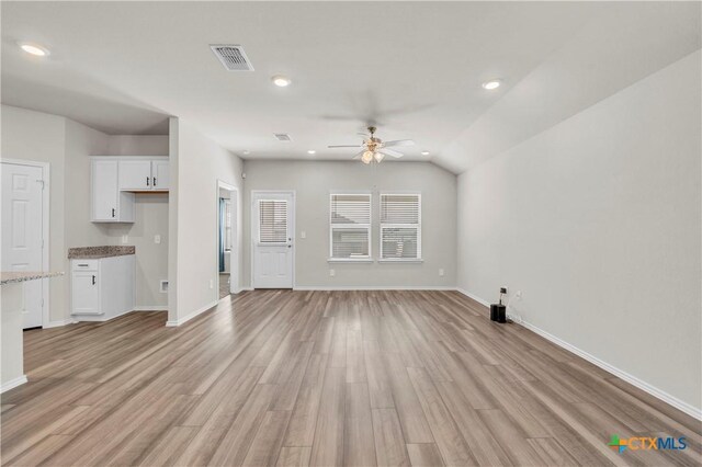 2358 Aylesbury Dr, Copperas Cove, TX 76522 - unfurnished living room featuring a ceiling fan, light wood-style flooring, and recessed lighting