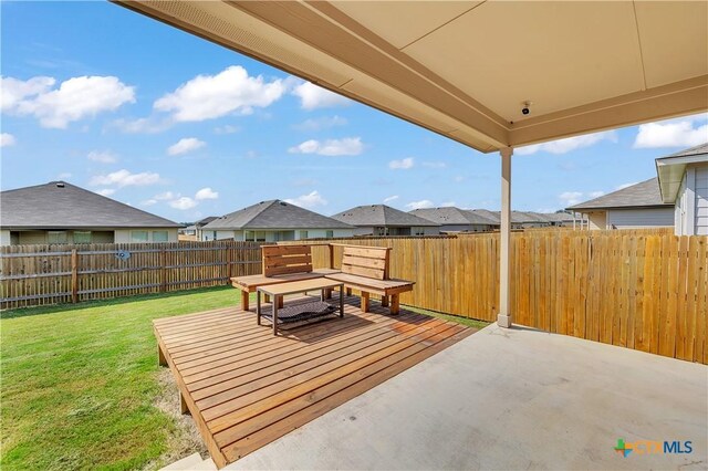 2358 Aylesbury Dr, Copperas Cove, TX 76522 - fenced backyard featuring a residential view, a patio, and a deck