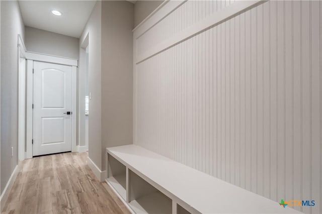 mudroom featuring light hardwood / wood-style flooring