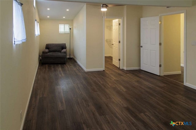 interior space with dark hardwood / wood-style flooring