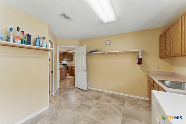 1233 Oakcrest Dr, Pleasanton, TX 78064 - laundry area with baseboards and a sink