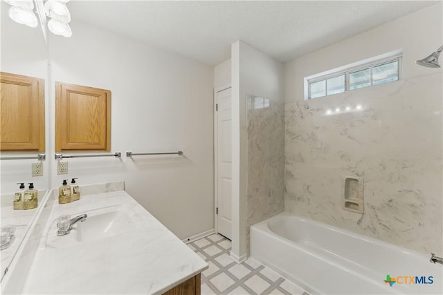1233 Oakcrest Dr, Pleasanton, TX 78064 - full bath featuring vanity, tile patterned floors, and shower / tub combination