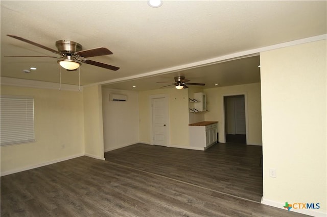 314 Huerta St, San Antonio, TX 78207 - empty room with baseboards, a ceiling fan, and dark wood-style flooring