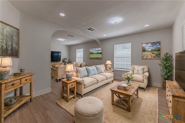 living room featuring hardwood / wood-style floors