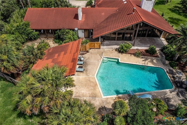 1809 W Harrison Ave, Port Oconnor, TX 77982 - swimming pool with a patio area and a sunroom