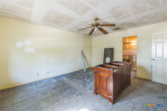 office space with carpet flooring and ceiling fan