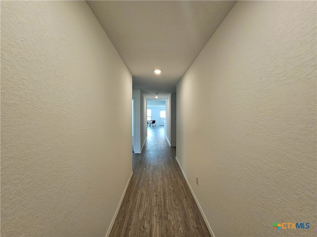 corridor featuring dark hardwood / wood-style flooring