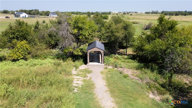 drone / aerial view with a rural view