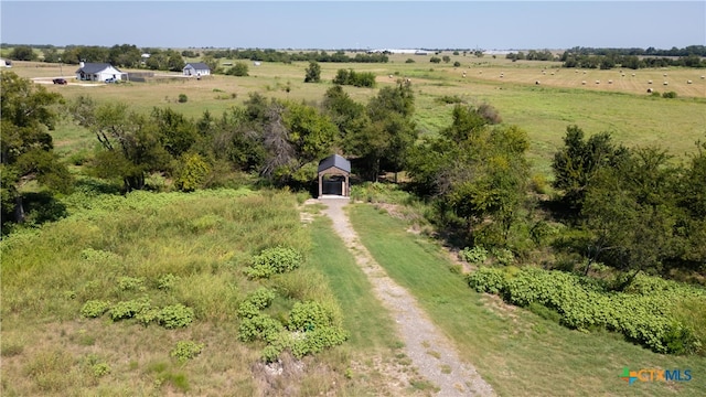 aerial view featuring a rural view