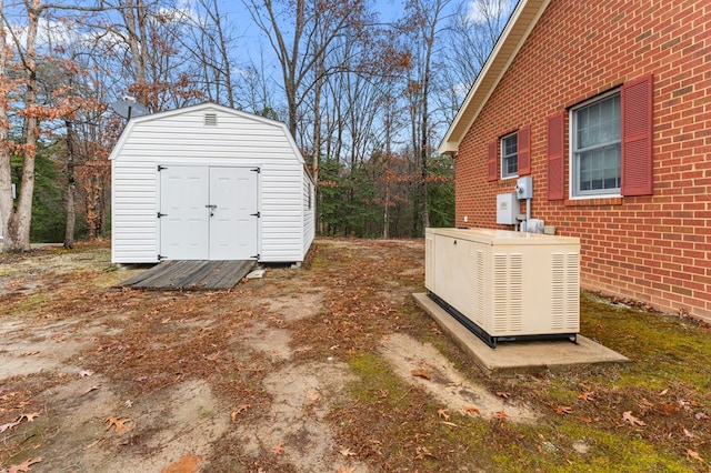 exterior space featuring a storage shed