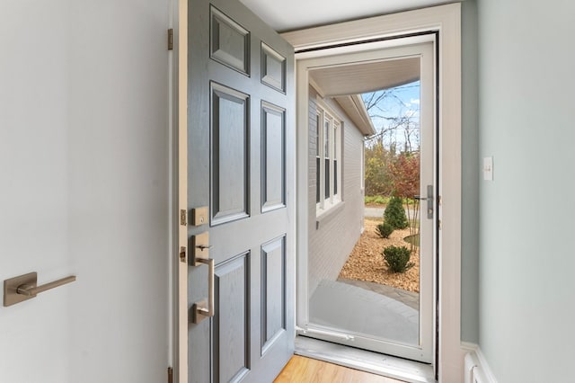 doorway featuring light wood-type flooring